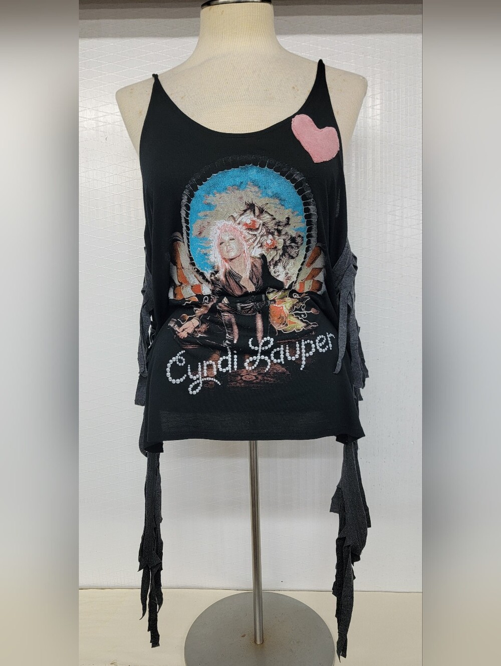 Cyndi Lauper Band Fringe Tank Upcycled